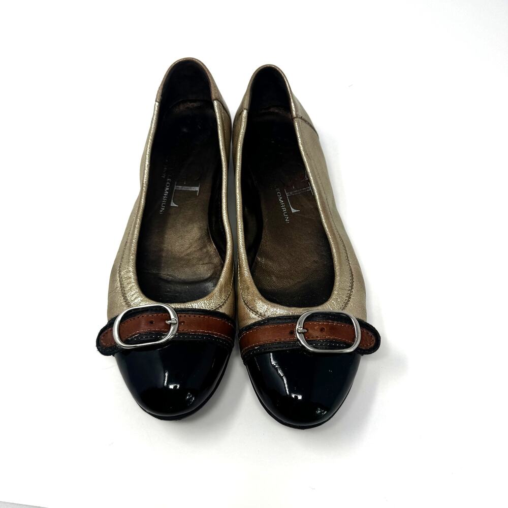 AGL Cap Toe Champagne Gold and Black Ballet Flats in Size‎ 7.5 - Picture 5 of 7